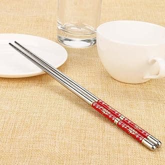 Pattern Length Pair Stainless White Chopsticks 1Pair Flower Kitchen，Dining Bar Kitchen Table Mats (A, One Size)