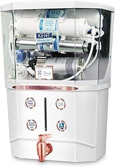 KENT Supreme Plus Alkaline+Copper RO Water Purifier | RO+UV+UF+Alk +Cu+TDSControl+UV LED Tank|Advanced ROTech for Sabse Shudh Paani | Auto Flush | 8L| 20LPH | Ideal for Borewell/Tanker/Municipal Water