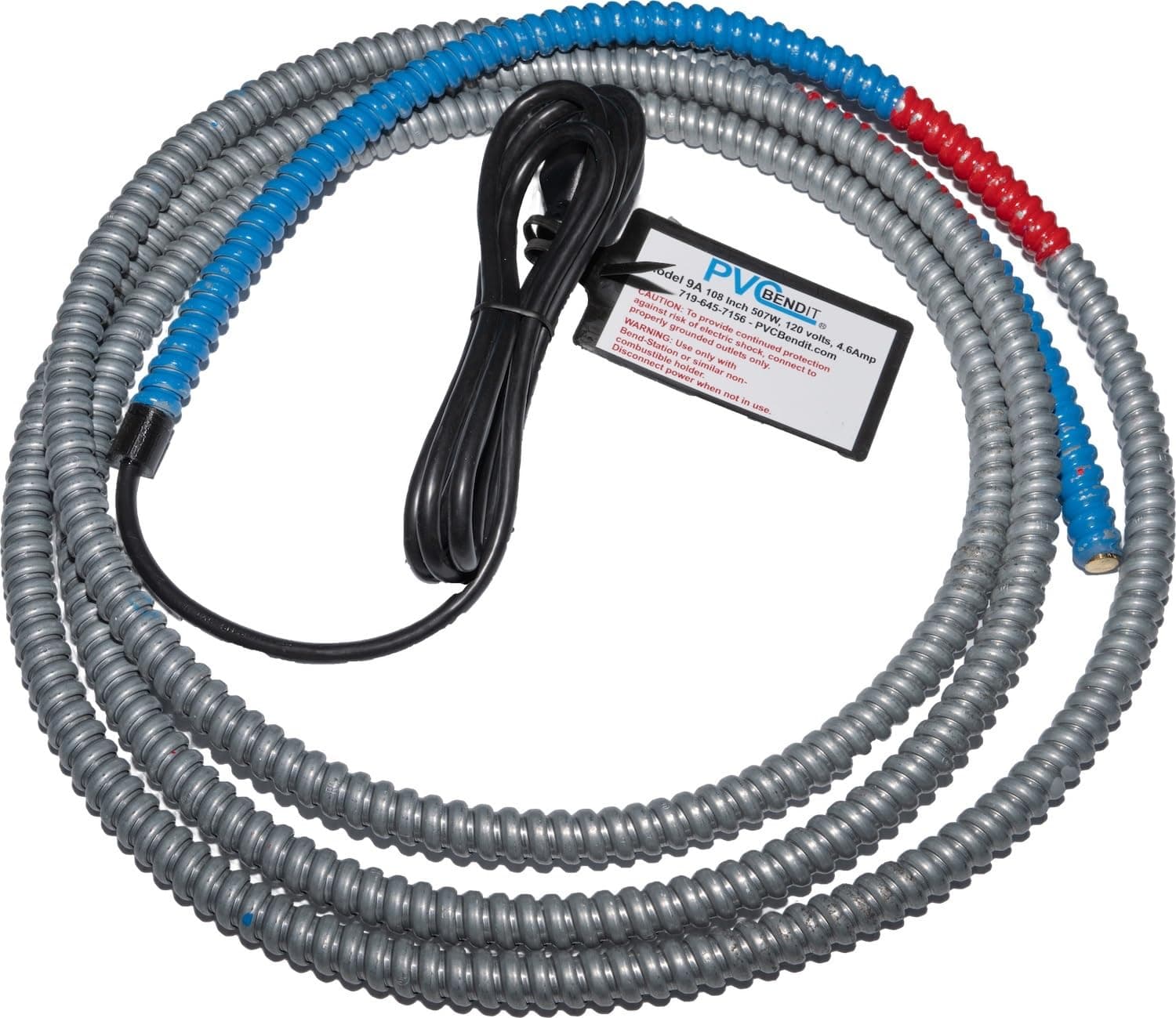 PVC Bendit PVC Pipe Heater/Bender 9A For bending an 9' Bend in 1/2" ID or larger Sched 40 PVC Pipe - 5/8" Sched 80. Fits entirely inside pipe