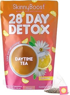 SkinnyBoost 28 Day Detox Daytime Tea - CITRUS MINT (28 Tea Bags) Supports Metabolism Boost, Detox, All Natural, Non GMO, Vegan, Keto Friendly