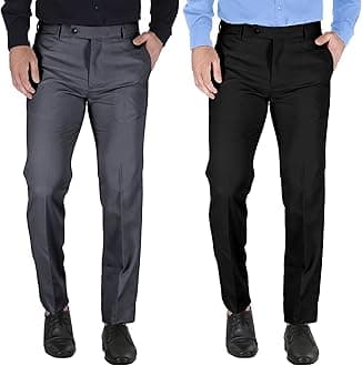 Men's Polycotton Formal Trouser - Comfortable, Stylish Office wear, combatable Pants for Daily Purpose, Ideal for Business & Casual Occasions - Pack of 2