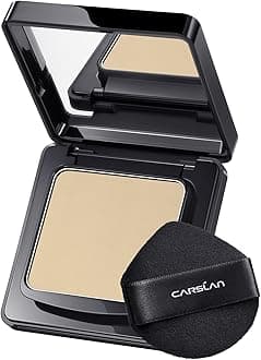CARSLAN 1.0 Waterproof Face Pressed Powder Compact, 24H Longlasting Oil Control Pressed Setting Powder Talc-Free Makeup, Shine Free, Poreless, Smooth, 01 Golden for dry&com skin (0.28Oz)