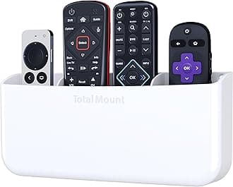 Hole-Free Remote Holder – Eliminates Need to Drill Holes in Your Wall (Premium White Holder for 3 or 4 Remotes)