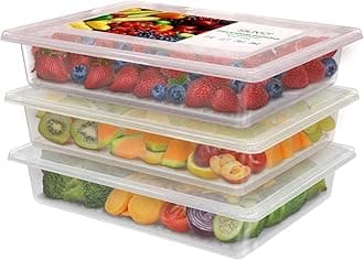 SILIVO Refrigerator Organizer Bins Produce Saver - 2.5L x 3 Fridge Storage Containers with Removable Drain Tray for Produce, Fruits, Vegetables, Meat and Fish