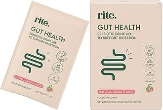 Rite Gut Health Prebiotic Supplement, High Fibre, Soluble Fibre Powder, Digestive Health, Vegan, Guava Flavour (15 Servings)