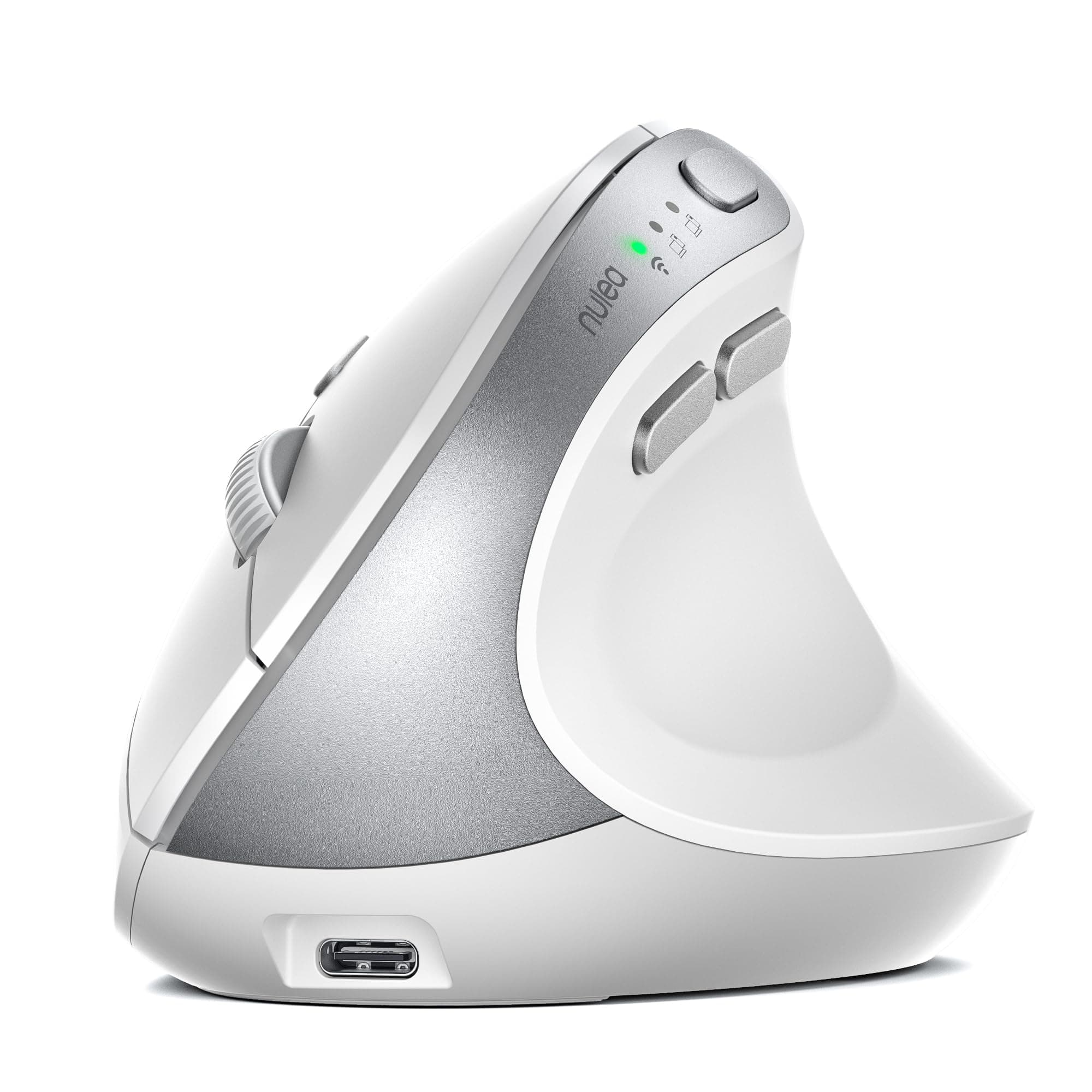 MD280 Ergonomic Vertical Wireless Mouse - Bluetooth & 2.4G Dual Mode, 4 Adjustable DPI 800/1200/1600/2400, Rechargeable, Silent Clicks, No Lag, 6 Buttons - Perfect for Laptop, Desktop White