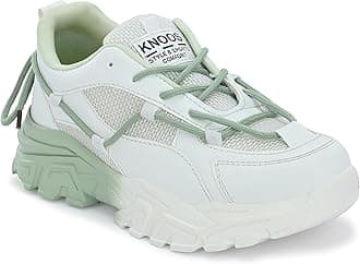 KNOOSSynthetic Leather Lace Up Casual Sneaker Shoes for Women and Girls