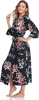 Women's Soft Robes Long Bath Robes Full Length Kimonos Sleepwear Dressing Gown,Solid Color