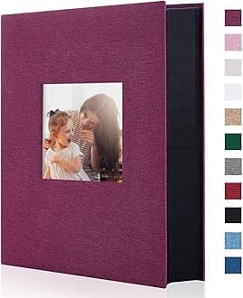 Artmag Fabric Photo Album 4x6 300 Large Capacity for Family Wedding Anniversary Linen Album Holds 300 Horizontal Photos (300 Pockets, Purple)