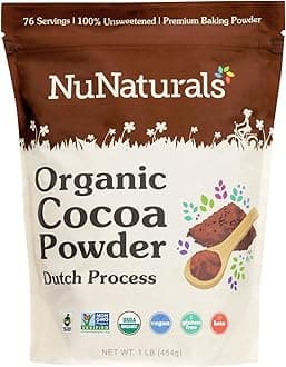 Unsweetened Organic Fairtrade Certified Cocoa Powder, Premium Dutch-Process For Drinking and Baking, 1 lb