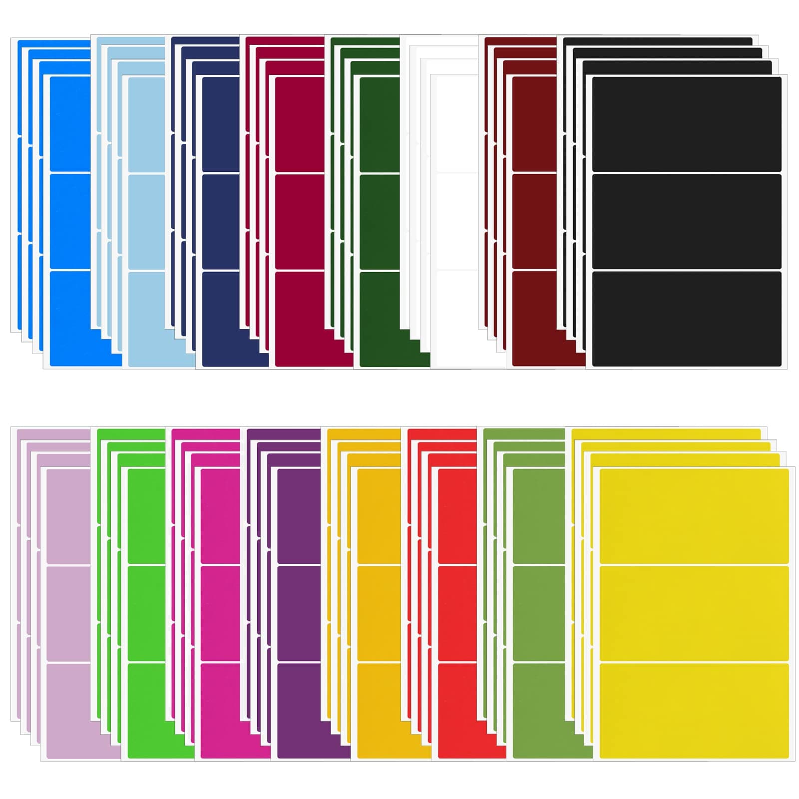 192 Pcs Assorted Color-Coding Label Stickers, 2 x 4 inch Waterproof Blank Code Labels Removable Colored Sticky Tags for Office School Supplies, 16 Colors