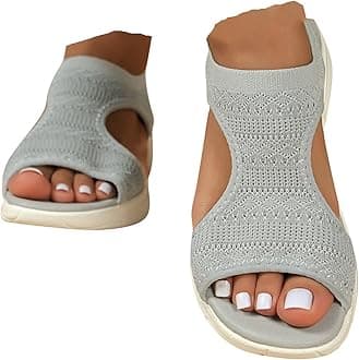 Sandals for Women Orthopedic, Sandals with Arch Support Summer Ladies Wedge Cushion Walking Shoes Platform Casual Mesh Beach Comfy Washable Memory Foam Slingback Slide Sport Knit Shoes