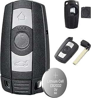 For BMW Key Fob Case for 1 Series (E87)/3 Series (E90/E91/E92)/5 Series (E60) - 3 Buttons Remote Key Shell with CR2032 Battery