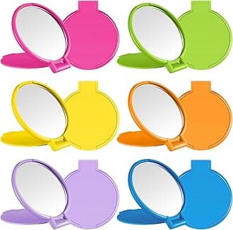 Jetec 18 Pieces Compact Mirrors Bulk Gifts Mini Vintage Pocket Mirrors for Purse Small Portable Folding Round Makeup Stuffs for Travel Daily Use Party Favors Women (Bright Colors)