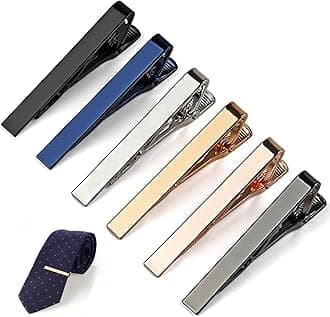 6 Pcs Tie Clips for Men, Classic Shiny & Glossy Tie Bar, Ideal for Father, Husband, Boyfriend, Business, Wedding, Tie Pins with Gift Box