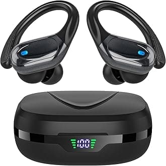 Wireless Earbuds Bluetooth Headphones 80hrs Playback Ear Buds Power Display with Noise Canceling Mic Headsets for Sports/Workout/Running Black