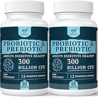 300 Billion CFU Probiotics for Digestive Gut & Immune Health, Advanced Strength Probiotics with 12 Diverse Strains + 3 Prebiotics for Women & Men (60 Count (Pack of 2))
