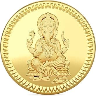 22K (916) Purity Gold Coin | Yellow Color | Round Shape | Ganesha/Ganapati Design.