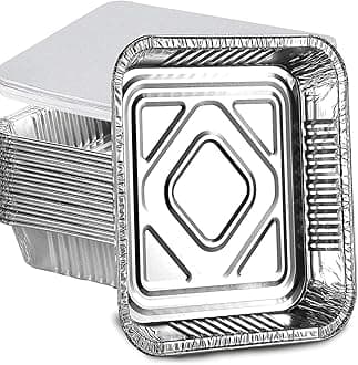 HOMESmith 10 Pack Aluminium Foil Trays with Lids Containers Strong and Large Tin Foil Food Take Away Container Disposable Food Take Out Box with Lid|3 Litre |