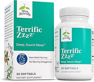 Terry Naturally Terrific Zzzz - Sleep Supplement for Adults - Dietary Supplement with Mandarin, Lemon Balm & Lavender - Non-GMO Relaxation & Sleep Relief Aid - 30 Softgels