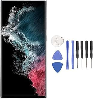 OLED for S22 Ultra 5G Screen Replacement, 6.8 Touch Screen Digitizer Assembly for SM-S908U, SM-S908U1, SM-G908A, SM-S908W (US Version), with Frame + Fingerprint (Silver)