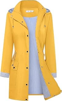 Rain Coats for Women Waterproof Rain Jacket Lightweight Windbreaker Outdoor Hooded Trench Coat