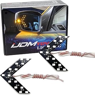 iJDMTOY Pair 14-SMD Arrow Shape LED Circuit Board Panels for Behind The Side Mirror Turn Signal Retrofit, Amber Yellow