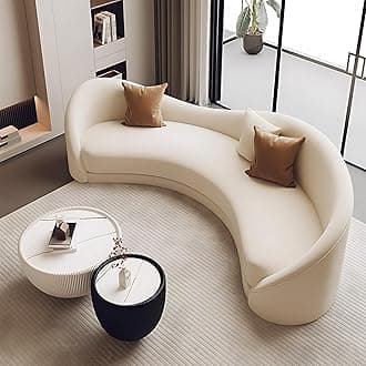 Curved Sectional Sofa Set - Modern Leather Sectional Couch with High-Density Cushions, Stylish Couch Set for Living Room, Include Coffee Table (Sofa+Table, 100IN)