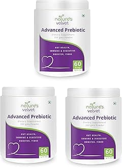 Natures Velvet Advanced Prebiotics for Gut Health - Immune System Booster & Dietary Fiber - Fuels Good Bacteria Growth to Promote Digestive Health, Gas Relief & Digestion 300gms Powder Pack of 3