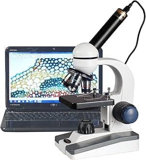 40X-1000X LED Coarse & Fine Focus Science Student Microscope + 5MP USB Camera