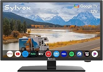 Smart RV TV, 24" 12 Volt TVs for RV Camper 1080P DC/AC Powered Television, Compatible with Google OS, Support Download APPs, Google Assistant, Bluetooth WiFi, 9-32V Wide Voltage Protection