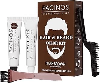Hair & Beard Color Kit - Eliminate Grays in 5 Min. - Easy to Apply Hair Coloring Brush-In Formula for Men - Enhance the Appearance of Your Hair, Moustache & Beard