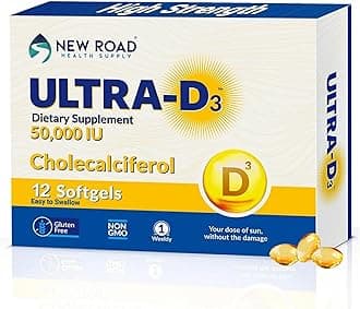 ULTRA-D3 New Road Health Supply, High-Potency Vitamin D3 50,000 IU, Once-Weekly Softgel, Supports Bone, Teeth & Immune Health, Easy-to-Swallow, Gluten-Free, 12 Count