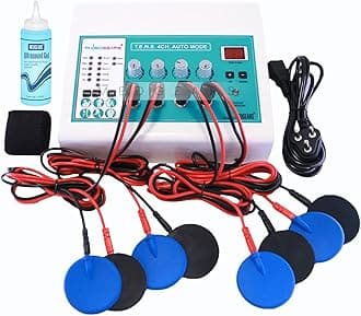 - Physiogears 4 Channel Tens Auto Mode Multi-Function Physiotherapy Nerve Stimulator Electrotherapy Physiotherapy Equipment with One Year Warranty All Pain Relief Device (Electrode Pad)