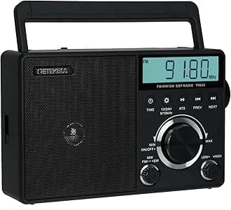 TR635 Portable Digital AM FM Shortwave Radio with Best Reception, Backlight LCD Display, Clock, Battery or AC Power for Elder, Home