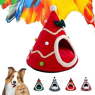 Christmas Tree Cat Bed, Christmas Tree Cat Housem, Christmas Pet Bed,Cat Christmas Bed, Cat Christmas Tree Bed, Christmas Ornament Cat Bed for Indoor Cats (A, Small)