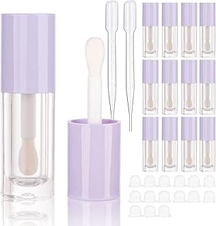 COSIDEA 14pcs Empty 6ml big doe foot wand Chunky lip gloss tubes for DIY lipgloss,Pink round lipgloss containers tubes with thick wand (Purple)