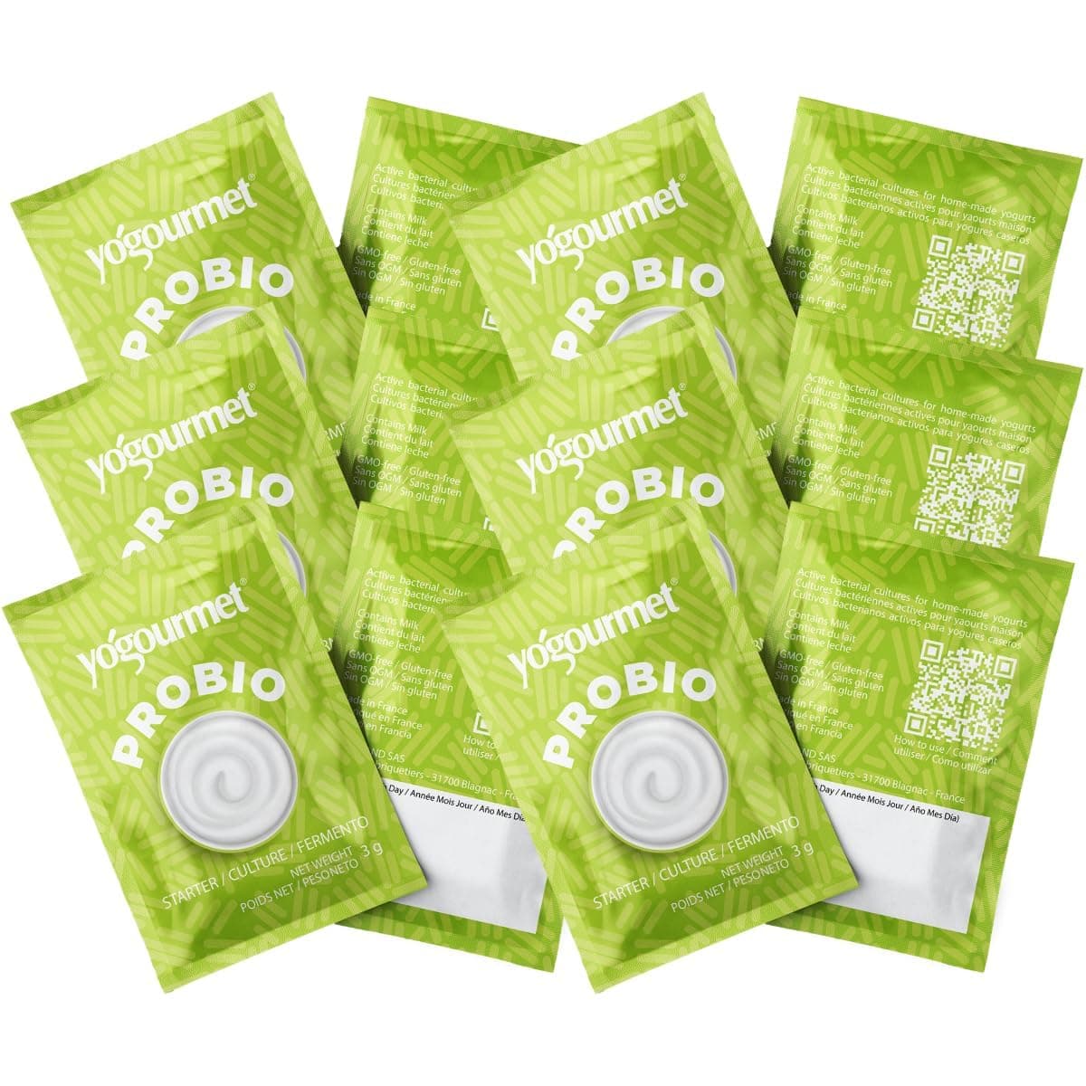 Yogourmet Yogurt Starter With Probiotics (12 Pack Bulk Version) - Make Yogurt at Home - Starter Culture - All Natural, Gluten Free, Kosher, Halal - 3 g Sachets