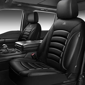 CAR PASS 3D Foam PU Leather Car Seat Covers, Universal Seat Covers Front 2 for Trucks SUV Sedan Automotive Seat Covers Armrest Airbag Compatible Waterproof Comfortable Faux Nappa Leather All Black