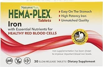 NaturesPlus Hema-Plex Iron - 30 Slow-Release Tablets - 85 mg Chelated Iron - Total Blood Health - with Vitamin C & Bioflavonoids - Non GMO, Vegetarian & Gluten Free - 30 Servings
