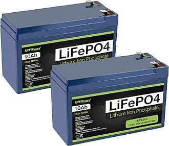 ExpertPower 2 Pack 12V 10Ah Lithium LiFePO4 Deep Cycle Rechargeable Battery | 2500-7000 Life Cycles & 10-Year Lifetime | Built-in BMS