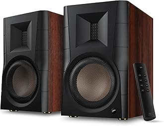 HiVi-Swans D300 Bluetooth Powered Bookshelf Speakers - Studio Monitor Speakers - Bluetooth Desk Speakers for TV/Turntable/PC - 6.5 Inch Near Field HiFi 300w RMS - Wood Grain