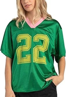 Oversized Jersey Shirts for Women Y2k Number Graphic Print V Neck Short Sleeve Aesthetic Summer T-Shirt Streetwear