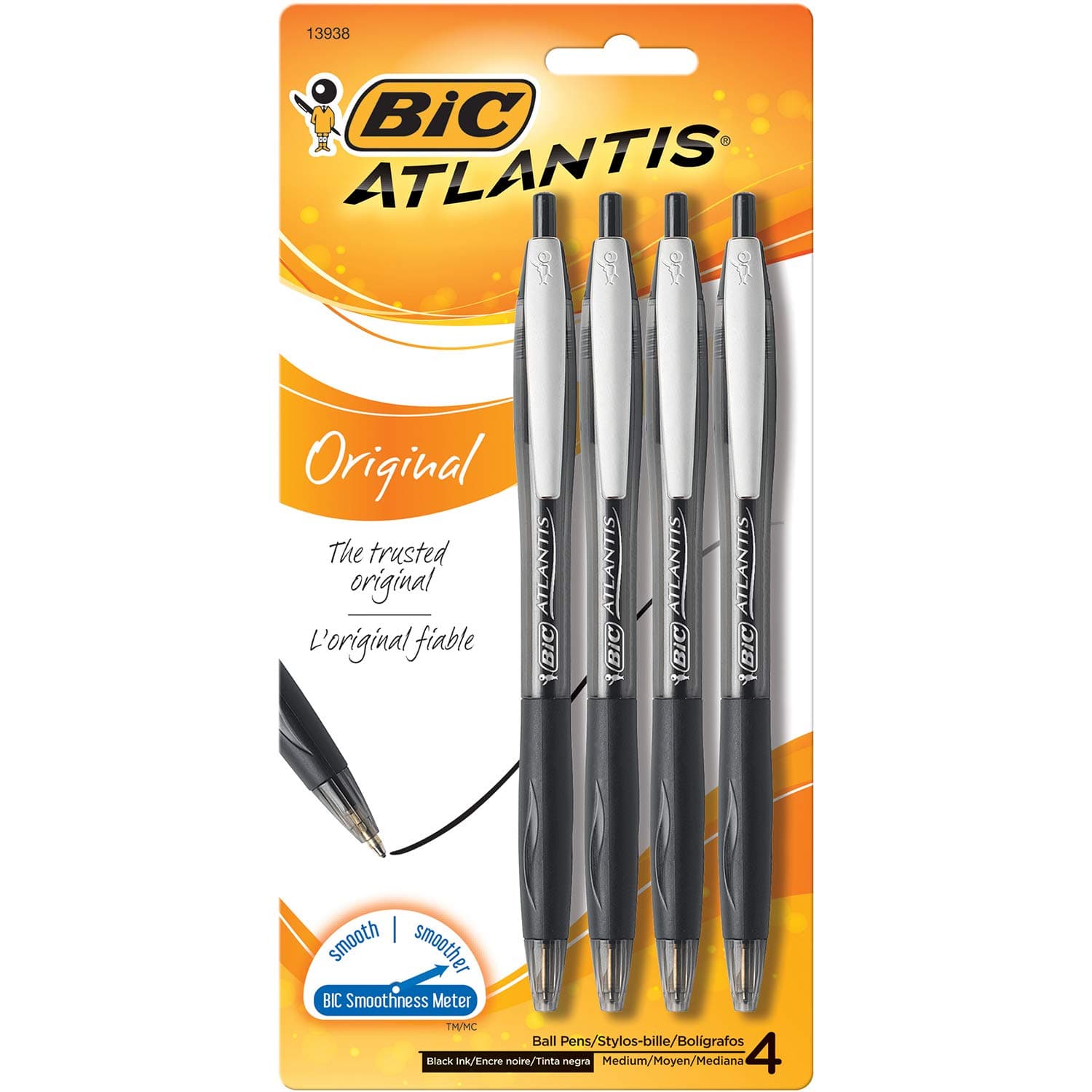 BIC Glide Black Retractable Ballpoint Pens, Medium Point (1.0mm), 4-Count Pack, Ultra Smooth Writing Black Pens