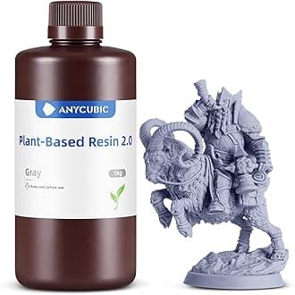ANYCUBIC 3D Printer Resin with Low Odor and Safety, 405nm UV Plant-Based Rapid Resin with High Precision and Quick Curing for LCD 3D Printing (Grey, 1000g)