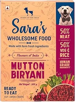 Sara's Wholesome by HUFT Mutton Biryani Dog Food – 300 gm | 100% Human-Grade Ingredients | Nutritionally Balanced Meal | Suitable for All Breeds & Life Stages