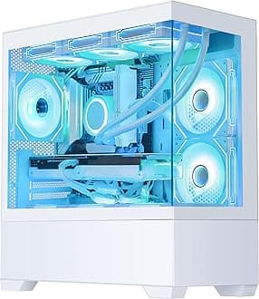 Sunshine Gaming PC Desktop - Intel Core i5-12600K 10-Core (6P+4E) 3.7 GHz,GeForce RTX 5060 TI 8GB, 32GB DDR5 RAM 6000MHz,1TB PCIe +4TB SATA SSD, WiFi & Bluetooth Windows 11 Pro-White