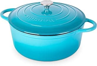 nuovva Cast Iron Dutch Oven with Lid – Non-Stick Ovenproof Enamelled Casserole Pot – Sturdy Dutch Oven Cookware – Blue, 7.3-Quart, 30cm – by