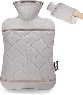 Hot Water Bottle with Hand Pocket Cover–2.0L BPA Free PVC Water Bag, Odorless Superior Material, Grey