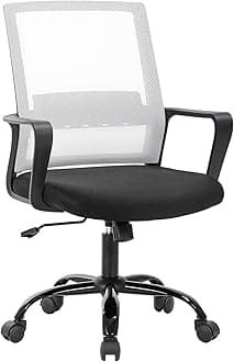 BestOffice Desk Swivel Rolling Ergonomic Executive Lumbar Support Task Mesh Chair Adjustable Stool for Home Office, White